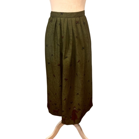 Vintage midi skirt Womens size 6 cottagecore folkcore peasant boho artsy green - Picture 13 of 16